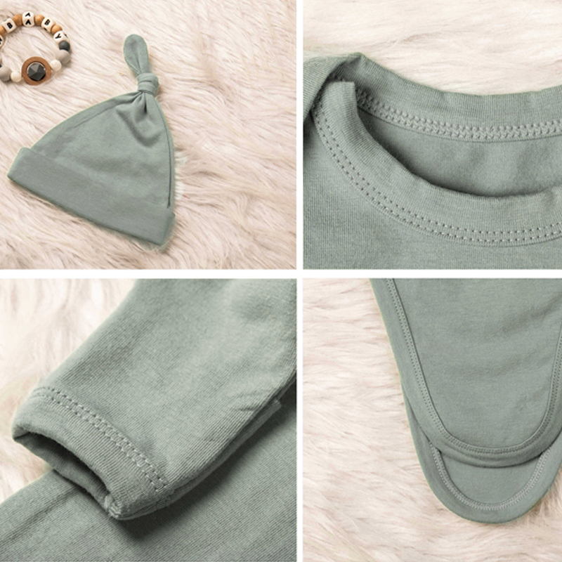 Personalized Cozy Newborn Gown with Knotted Hat | inRomper22