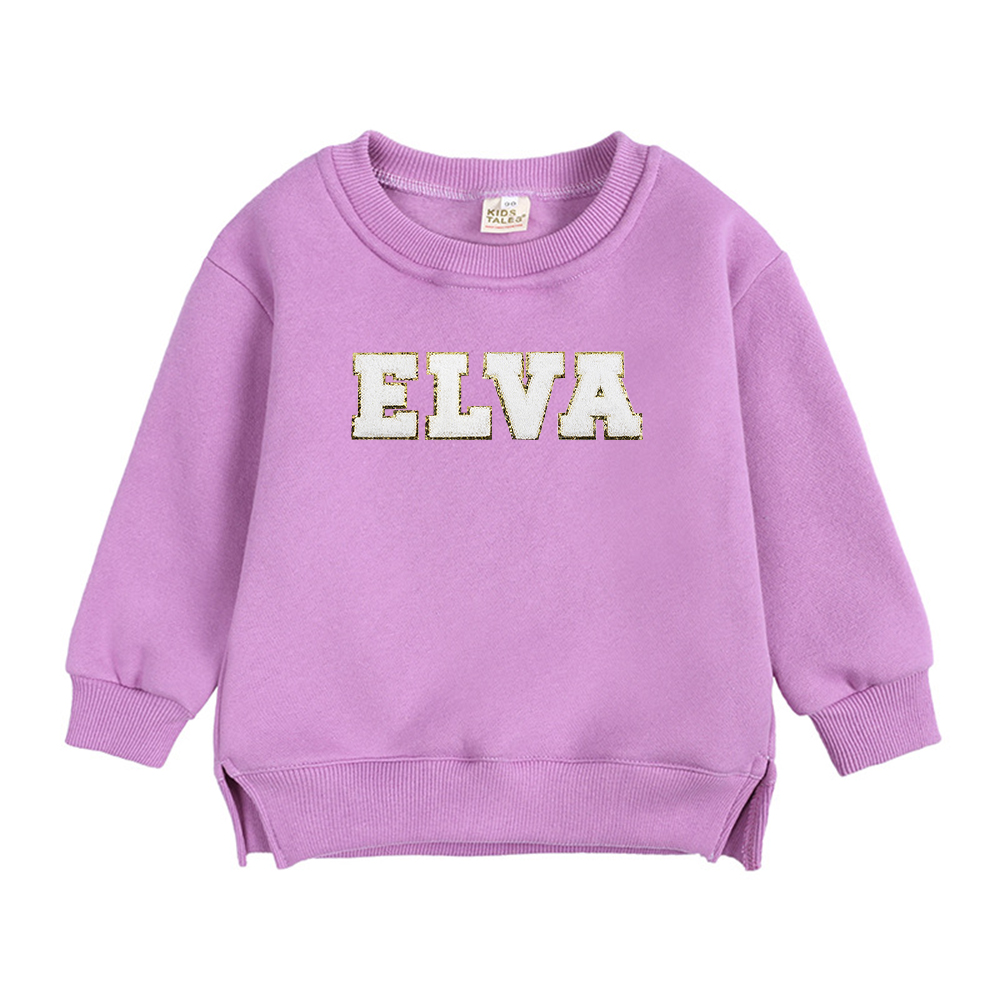 Personalized Kid Chenille Patch Name Crewneck Sweatshirt | insweatshirt57
