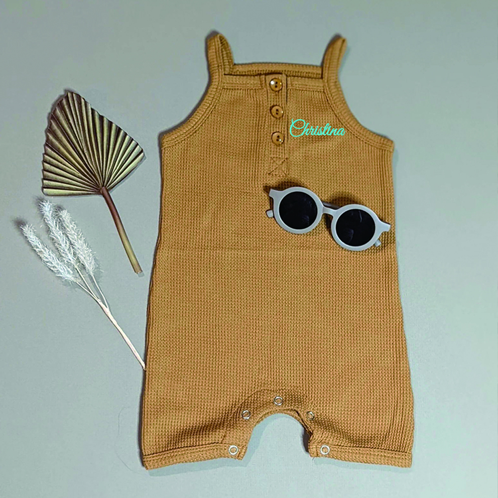 Personalized Embroidery Waffle Baby Cozy Soft Summer Romper | inRomper28