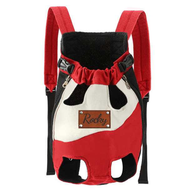 Personalized Leather Patch Name Pet Carrier Backpack | KKPet177