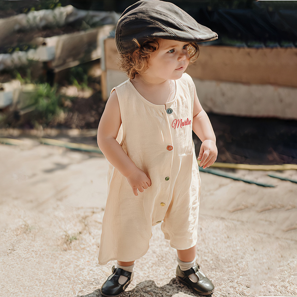Personalized Embroidery Baby Cotton Muslin Romper | inRomper29