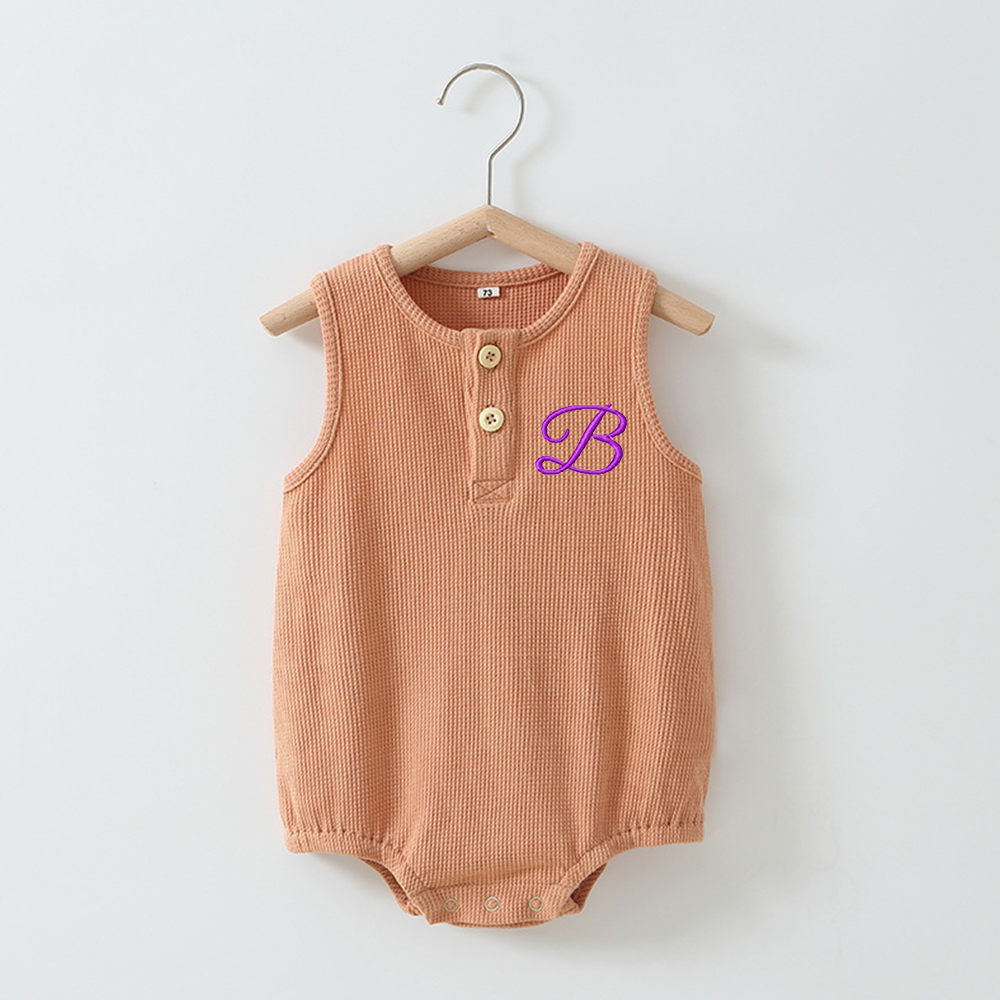 Personalized Embroidery Waffle Baby Cozy Soft Romper | inRomper31