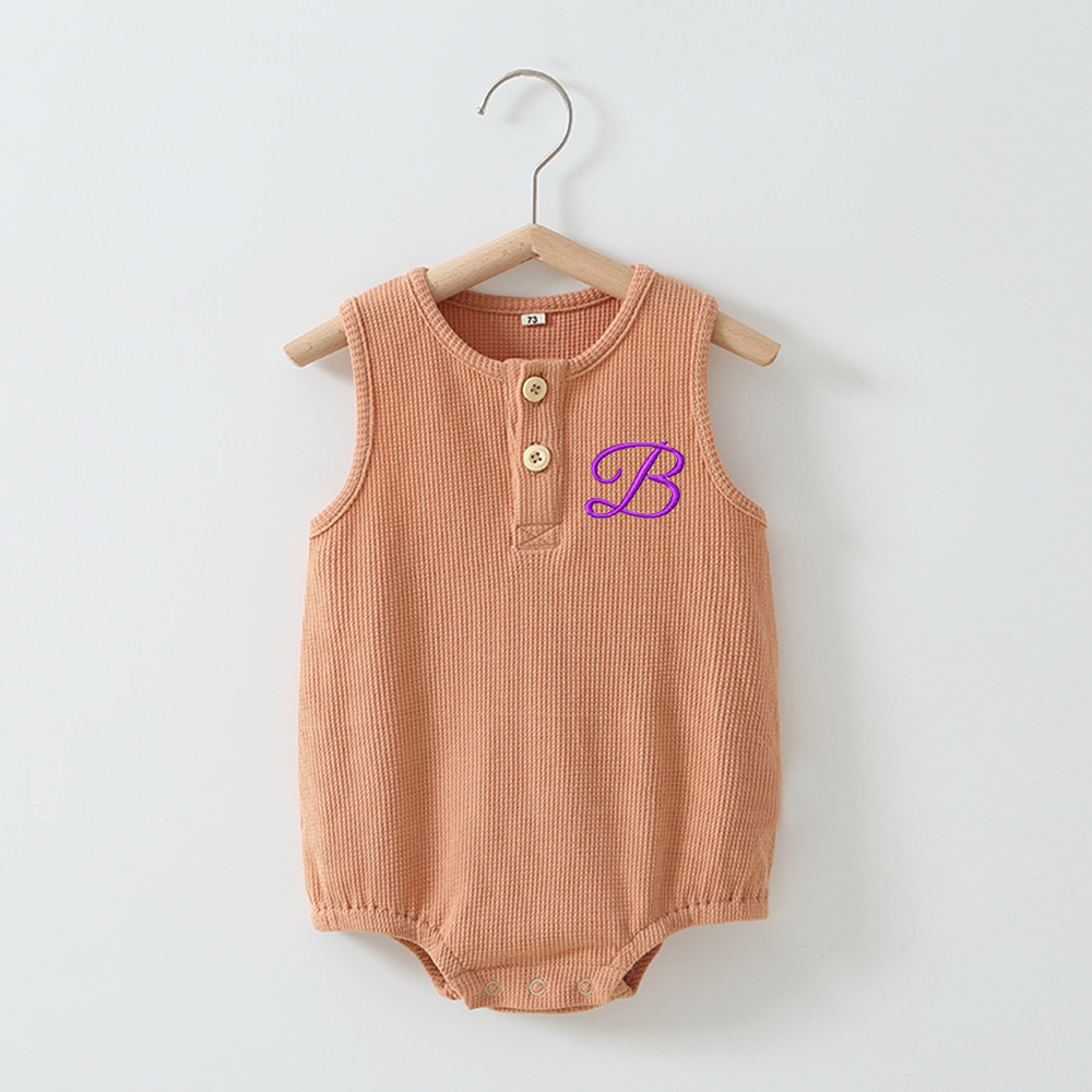 Personalized Embroidery Waffle Baby Cozy Soft Romper | inRomper31