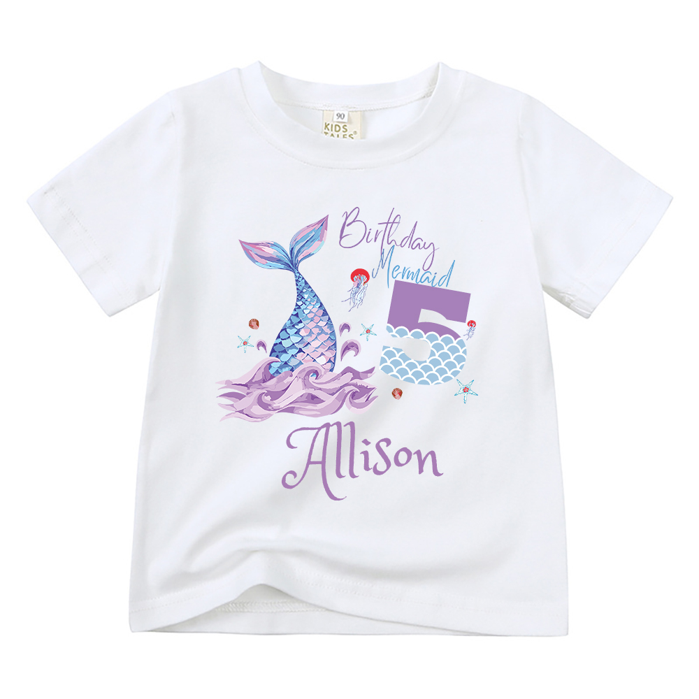Personalized Girls Lovely Mermaid Birthday T-Shirt | inTee15