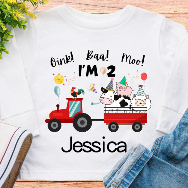 Personalized Kid Cute Farm Animal Party Birthday T-Shirt | inTee17