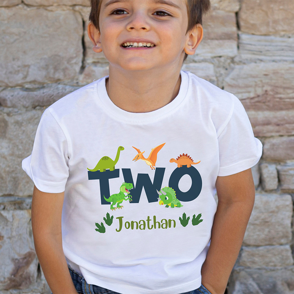 Personalized Kid Jurassic Dinosaur Party Birthday T-Shirt | inTee18