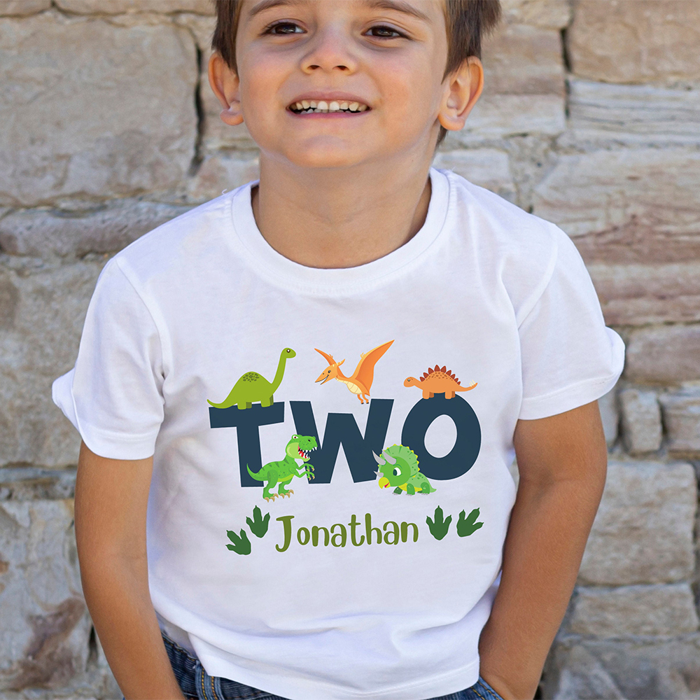 Personalized Kid Jurassic Dinosaur Party Birthday T-Shirt | inTee18