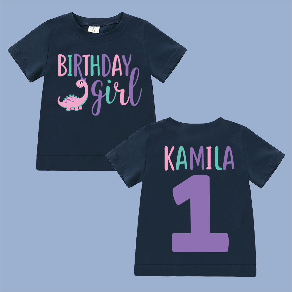 Personalized Cute Dinosaur Girl Birthday T-Shirt | inBirth17