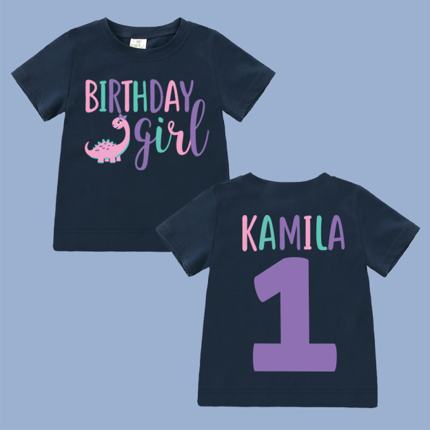 Personalized Cute Dinosaur Girl Birthday T-Shirt | inBirth17