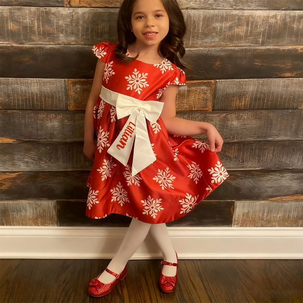 Personalized Girls Christmas Snowflake Princess Dress | inDress01