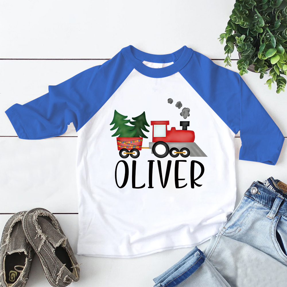 Personalized Kid Cozy Christmas Train Sweatshirt | inSweatshirt86