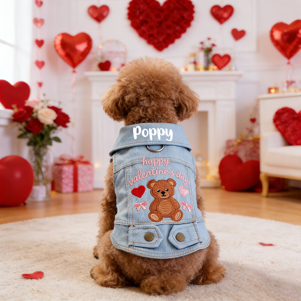 Personalized Pet Valentine’s Day Denim Jacket | inCloth06