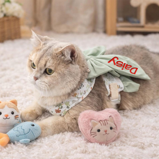 Personalized Embroidered Name Pet Floral Harness | inAccs08