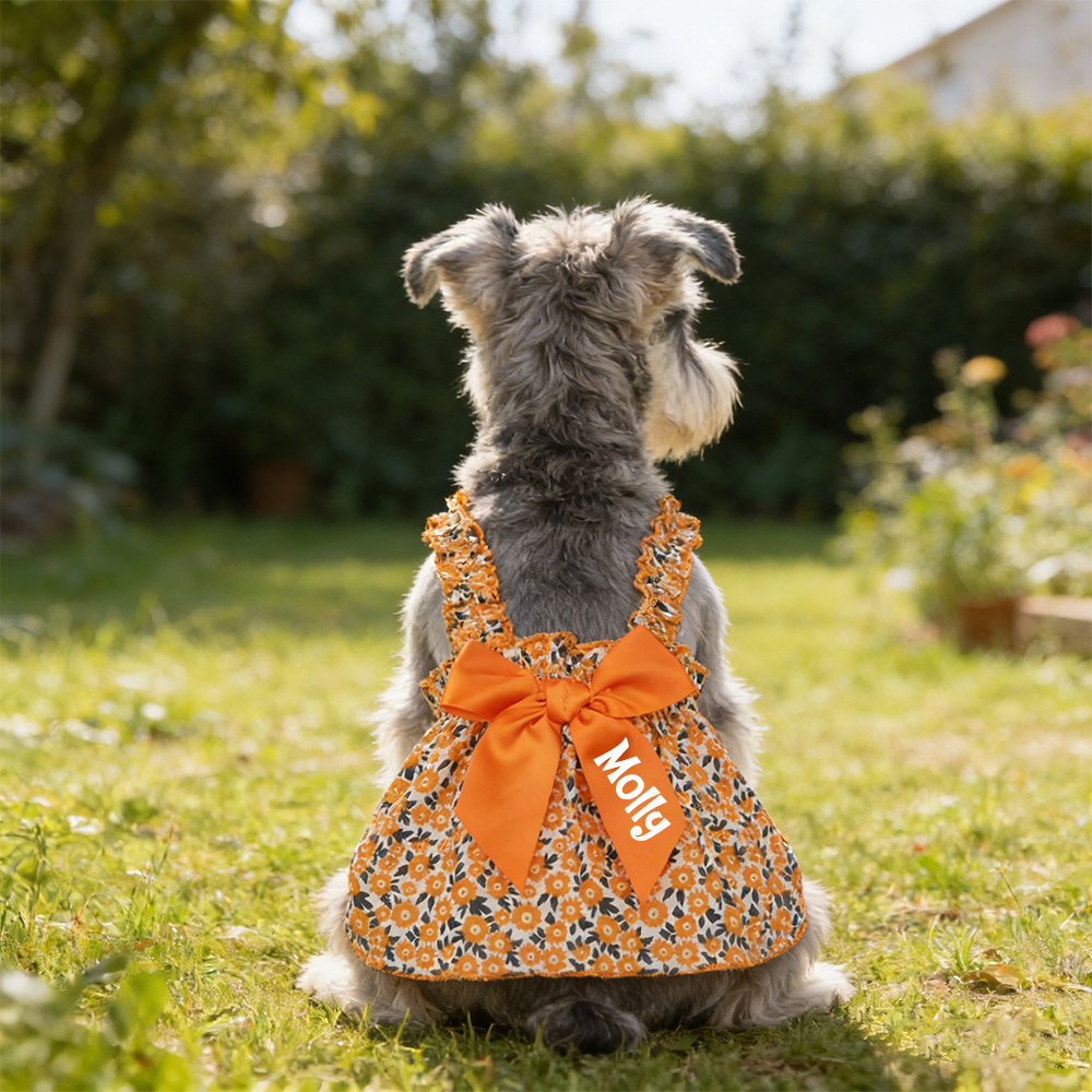 Personalized Floral Bowknot Pet Dress | inCloth12