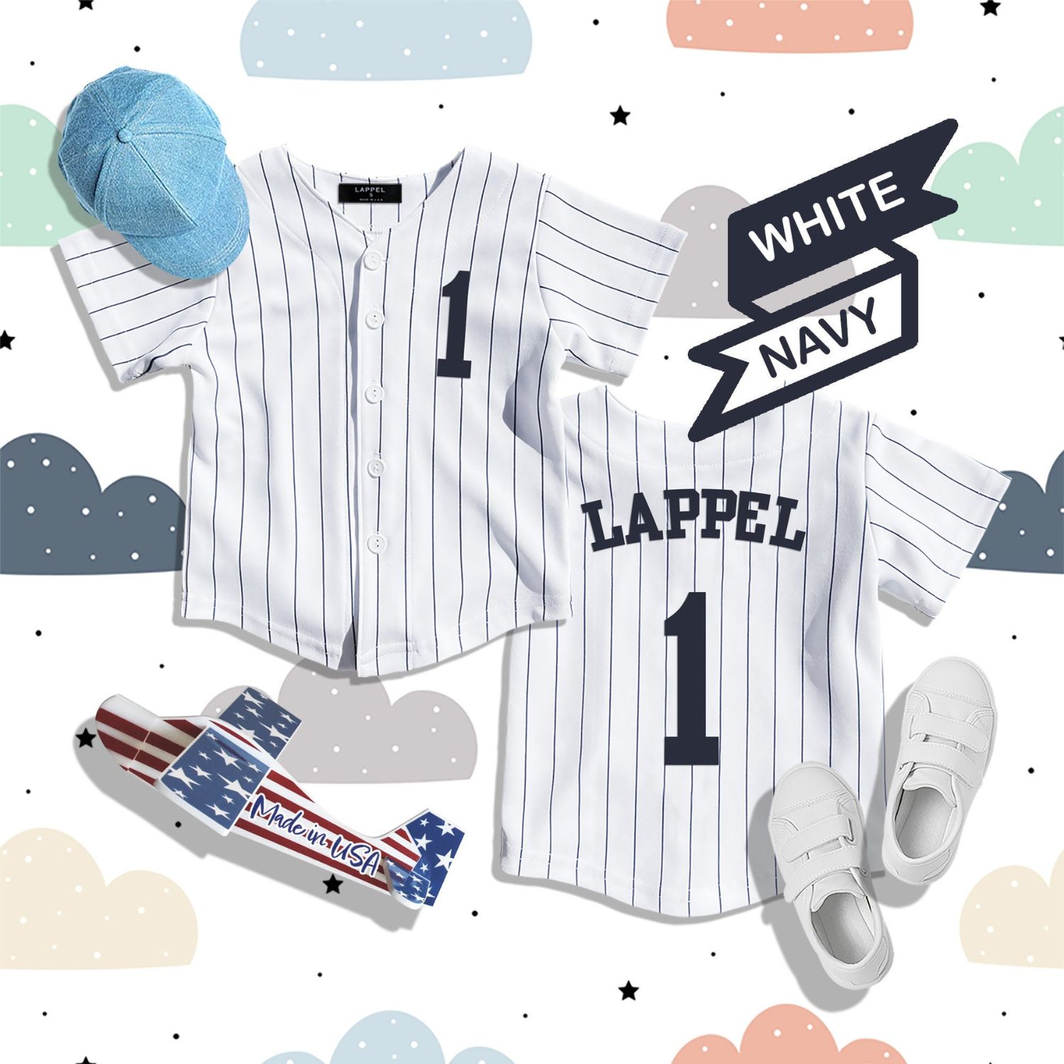 Personalized Pinstripe Button Down Baseball Jersey | CWBaby72