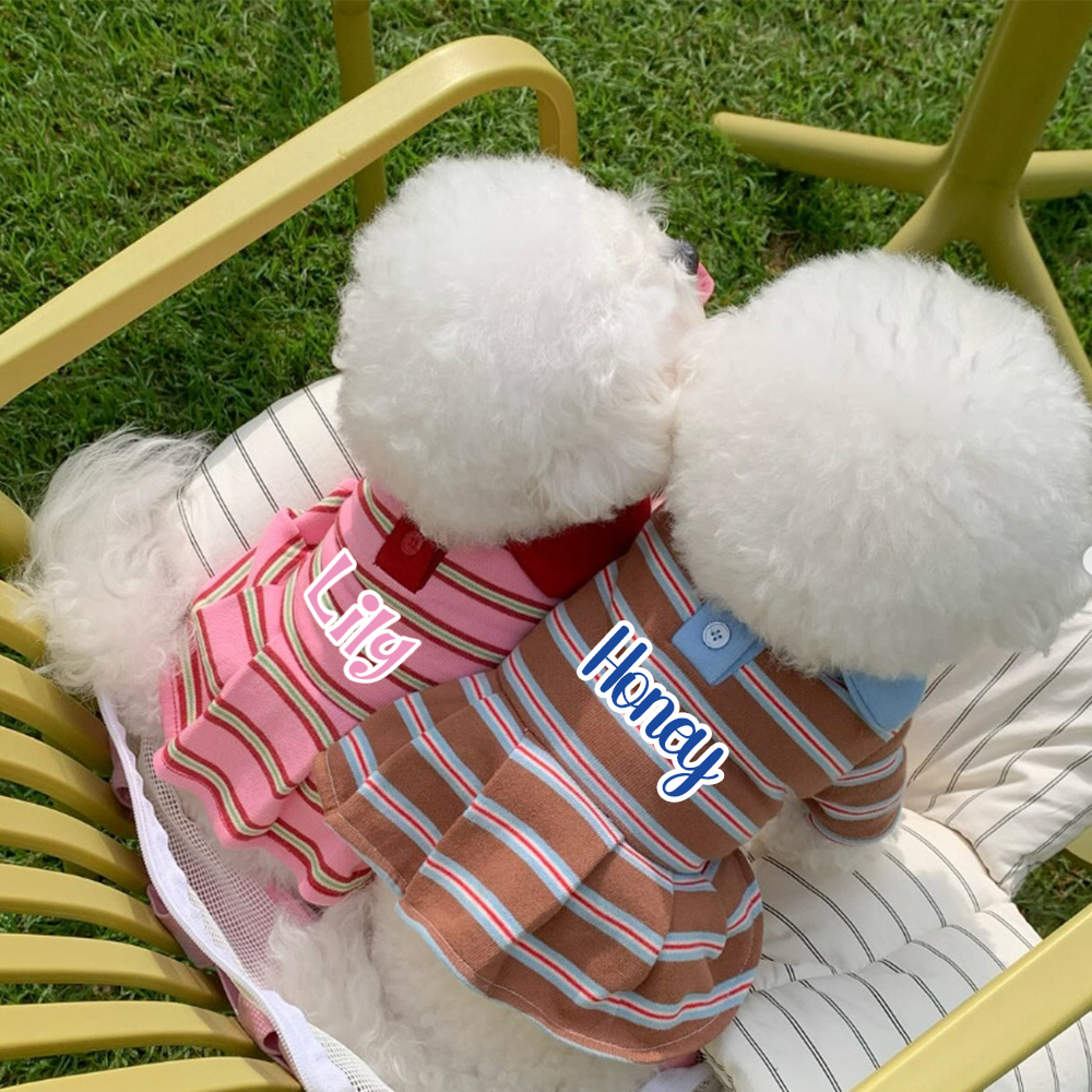 Personalized Name Summer Pet Striped Derss | inCloth48