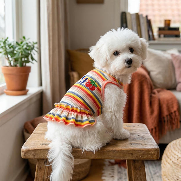 Personalized Name Pet Summer Rainbow Striped Dress | inCloth69