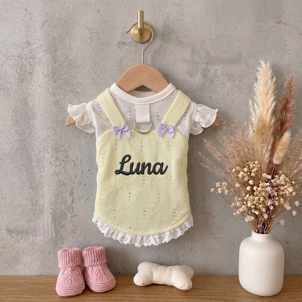 Personalized Embroidered Name Bowknot Dess | inCloth85