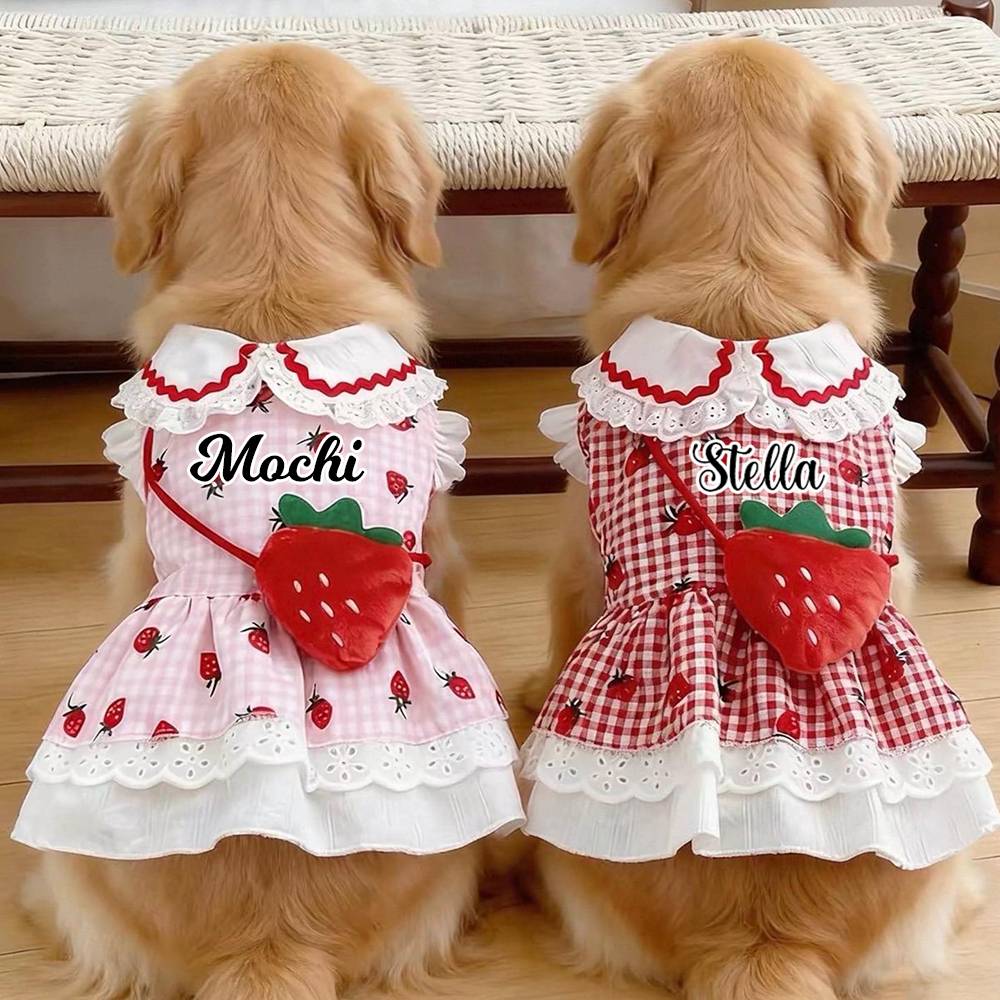Personalized Name Strawberry Princess Pet Dress | inCloth93
