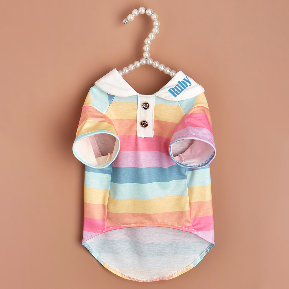 Personalized Pet Rainbow Striped Polo Shirt | inCloth106