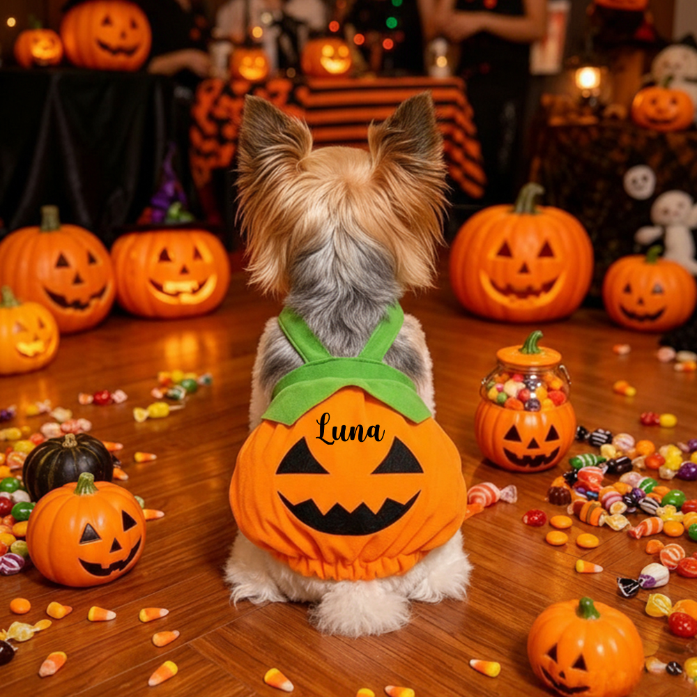 Personalized Pet Halloween Pumpkin Pinafore Dress | inCloth112