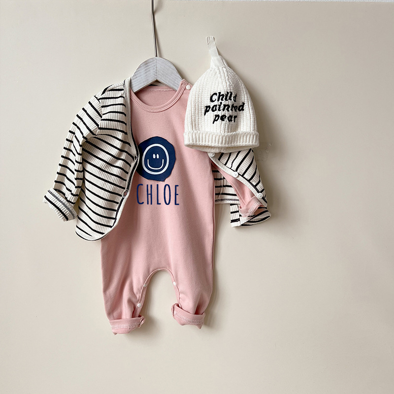 Personalized Kids Cozy Smile Face Sweatshirt Romper | inRomper12