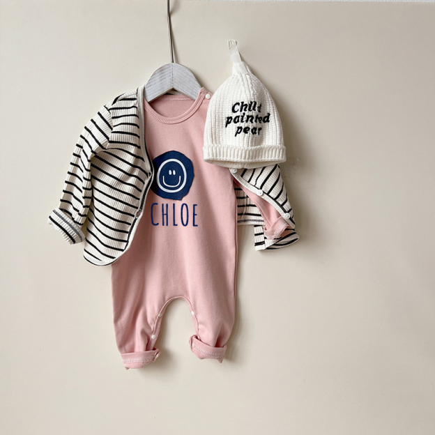 Personalized Kids Cozy Smile Face Sweatshirt Romper | inRomper12