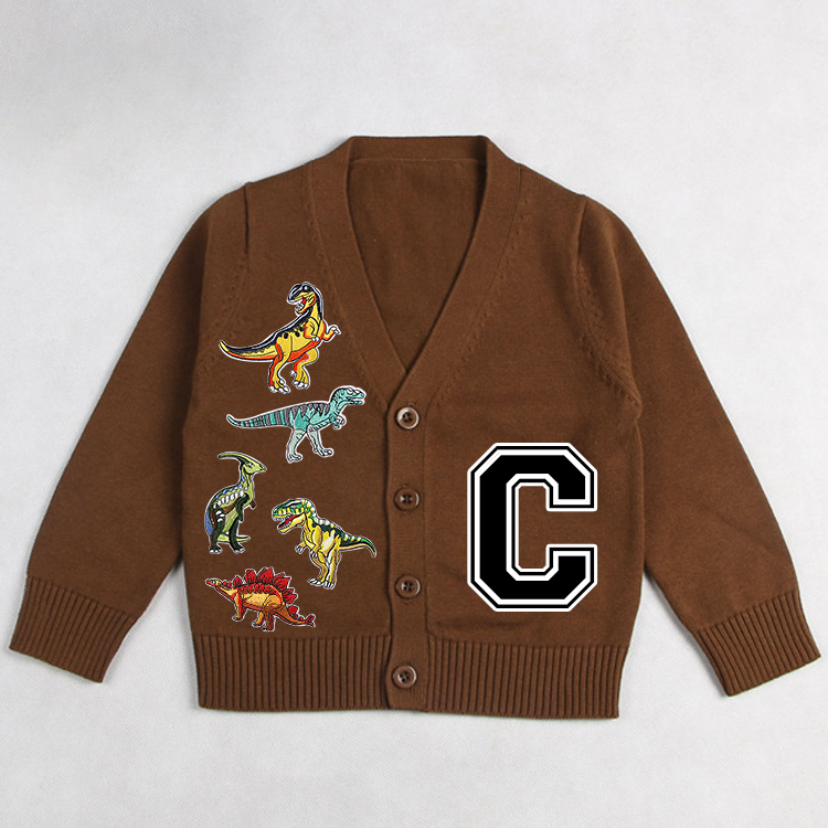Personalized Hand Patch Color Kids Button Cardigan | inSweater05