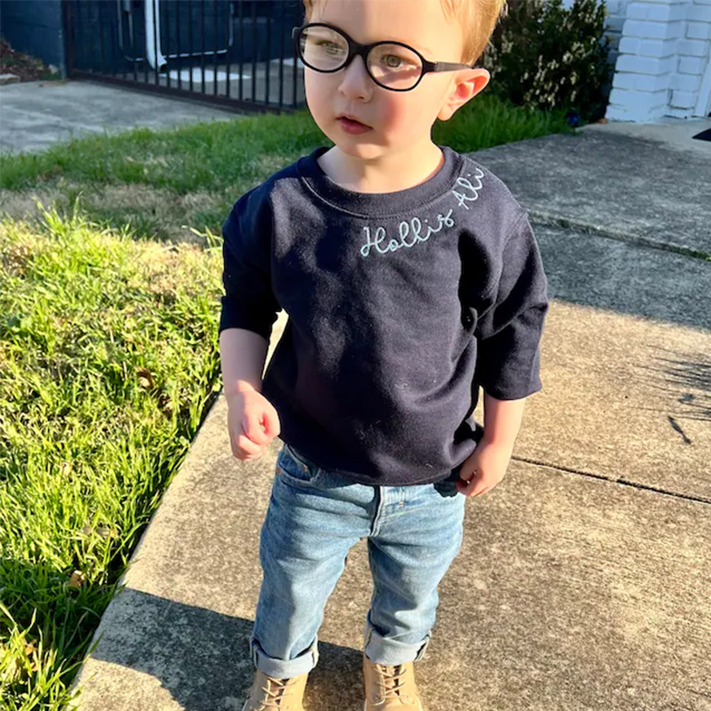 Personalized Hand-Embroidered Kid Cozy Soft Crewneck Sweatshirt | inSweatshirt61