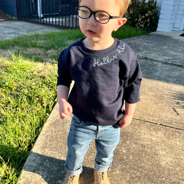 Personalized Hand-Embroidered Kid Cozy Soft Crewneck Sweatshirt | inSweatshirt61