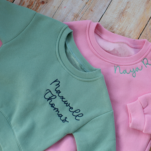 Personalized Hand-Embroidered Kid Cozy Soft Crewneck Sweatshirt | inSweatshirt61