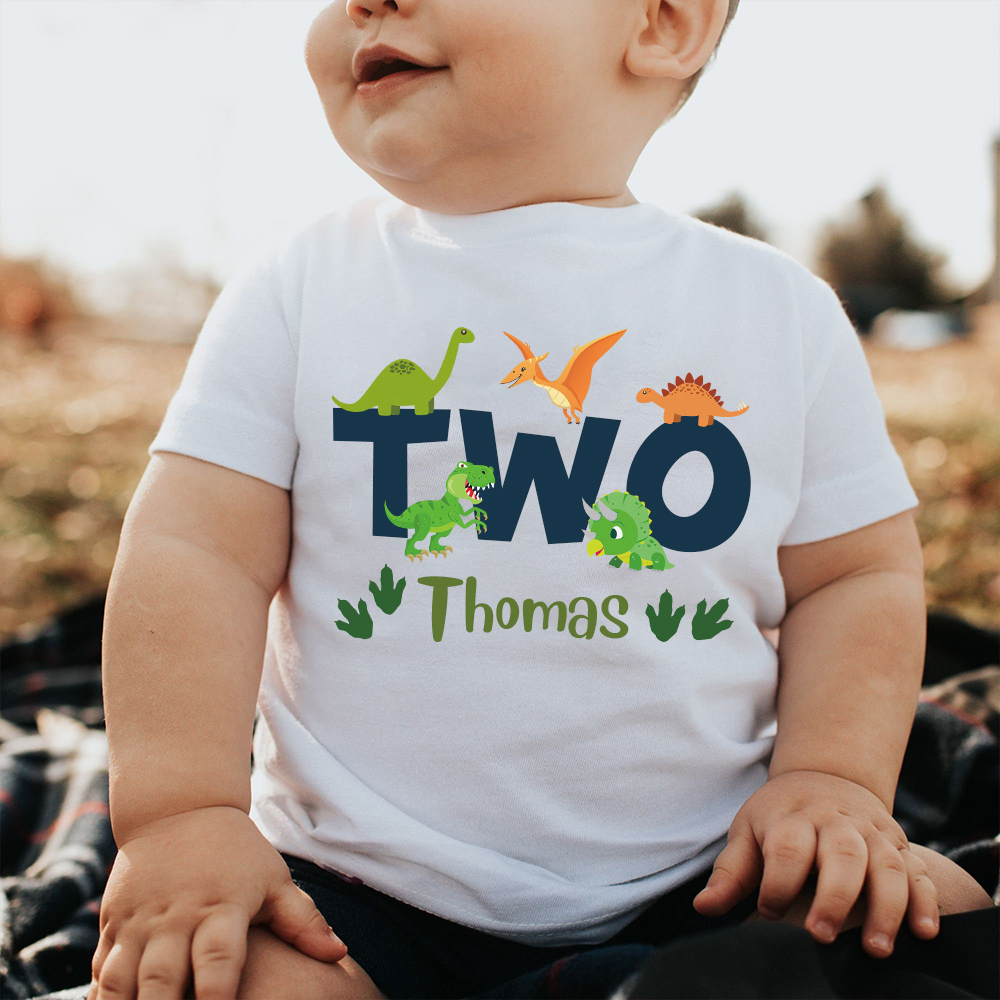 Personalized Kid Jurassic Dinosaur Party Birthday T-Shirt | inTee18