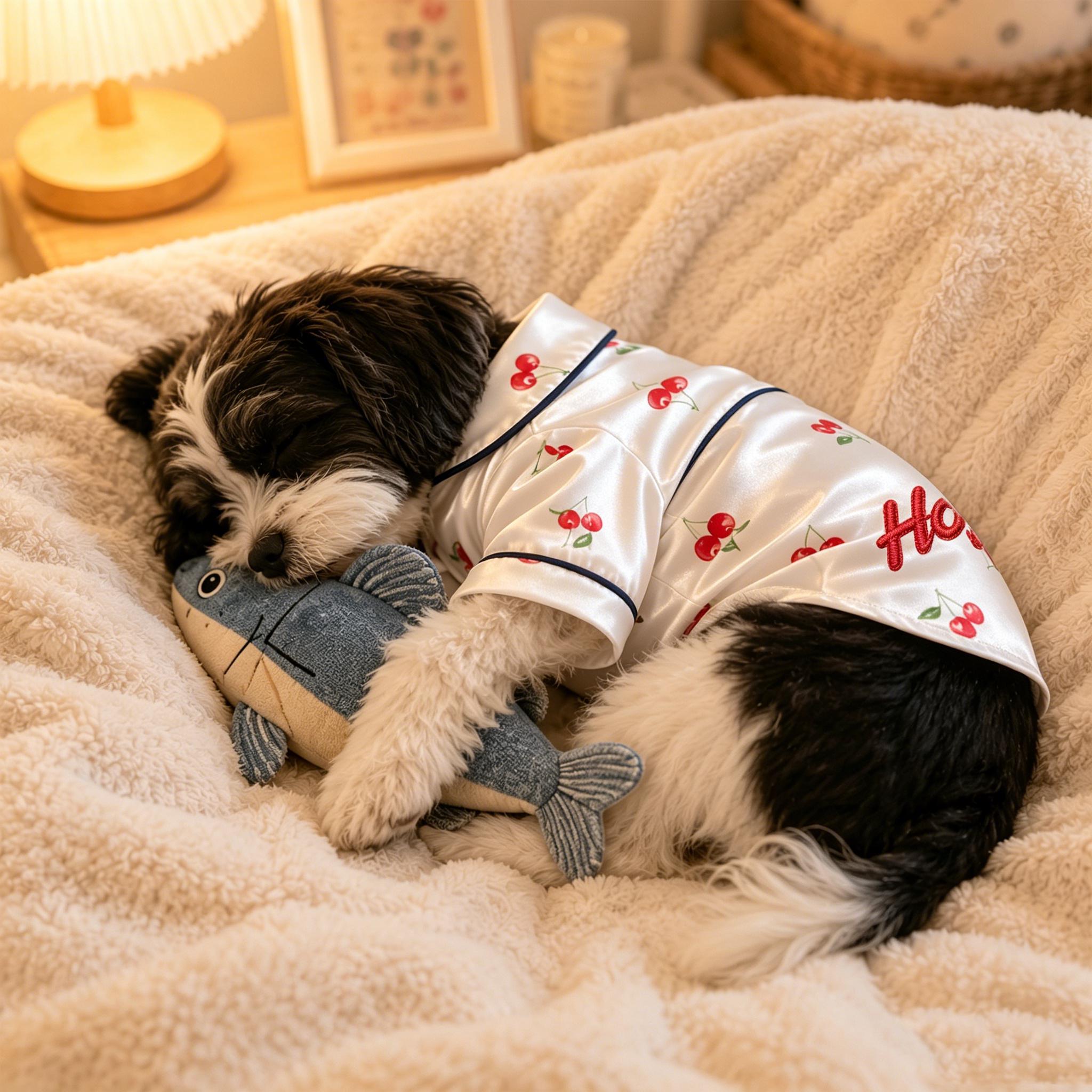 Personalized Embroidered Pet Cherry Print Pajamas | inCloth107