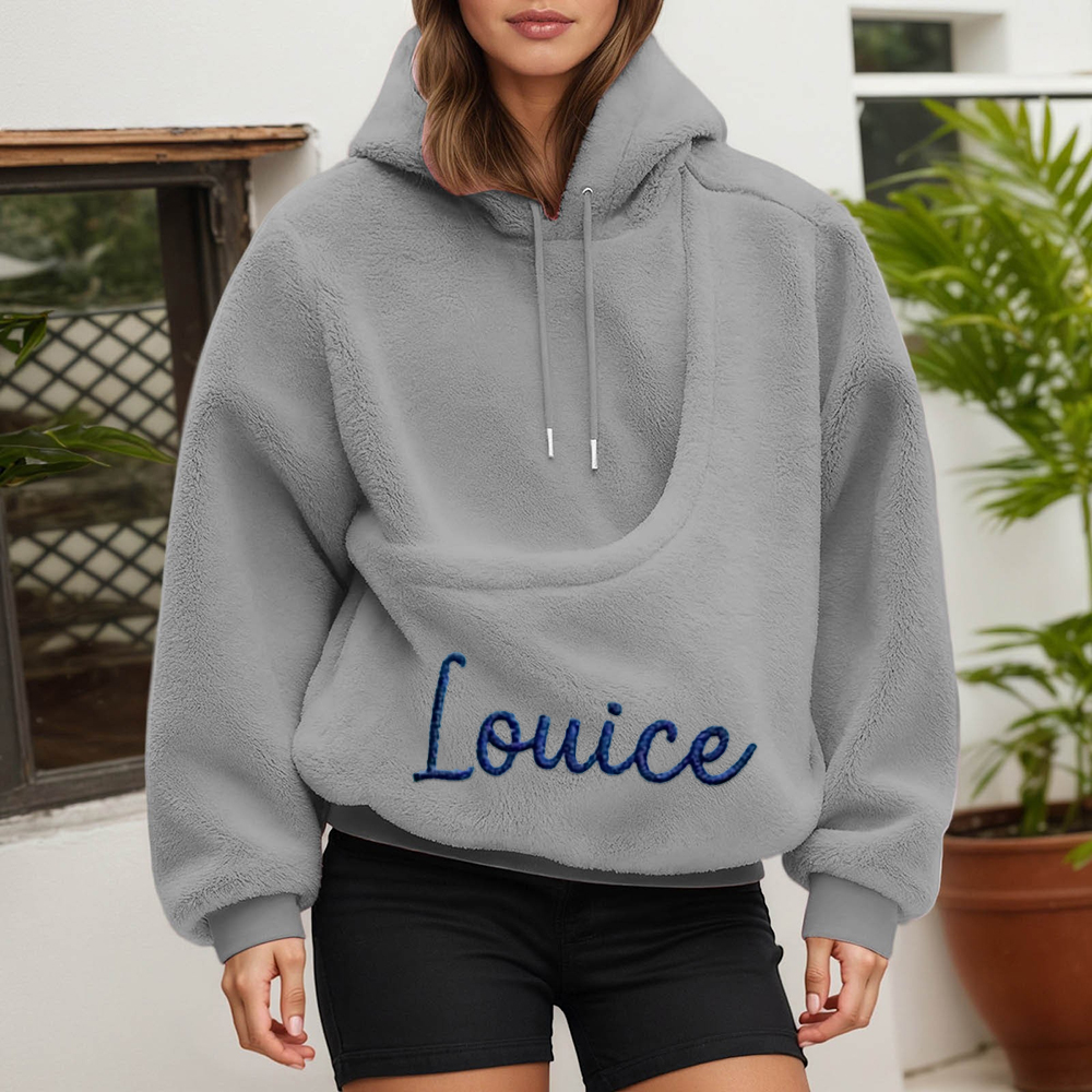 Personalized Embroidered Name Cozy Pet Carrier Fleece Hoodie | KKCloth330