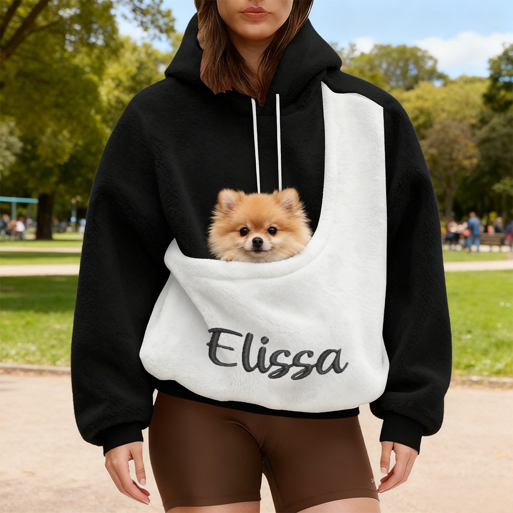 Personalized Embroidered Name Cozy Pet Carrier Fleece Hoodie | inpet06