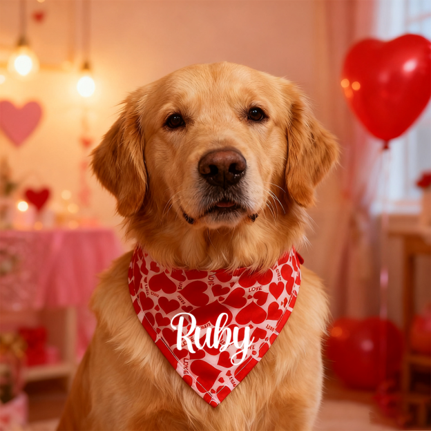 Personalized Romantic Valentine's Day Pet Bandana | KKPet388