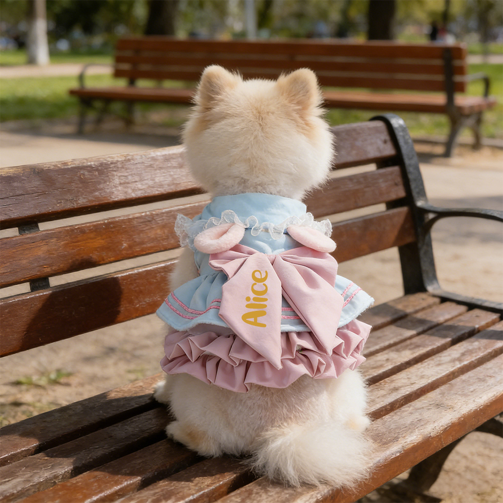 Personalized Name Pet Bowknot Dress | KKPet439