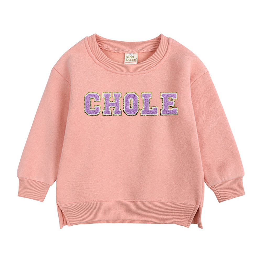 Personalized Kid Chenille Patch Name Crewneck Sweatshirt | insweatshirt57