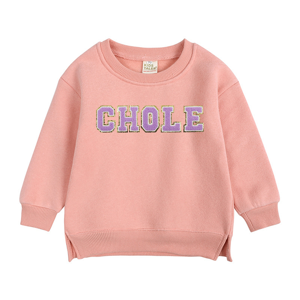Personalized Kid Chenille Patch Name Crewneck Sweatshirt | insweatshirt57