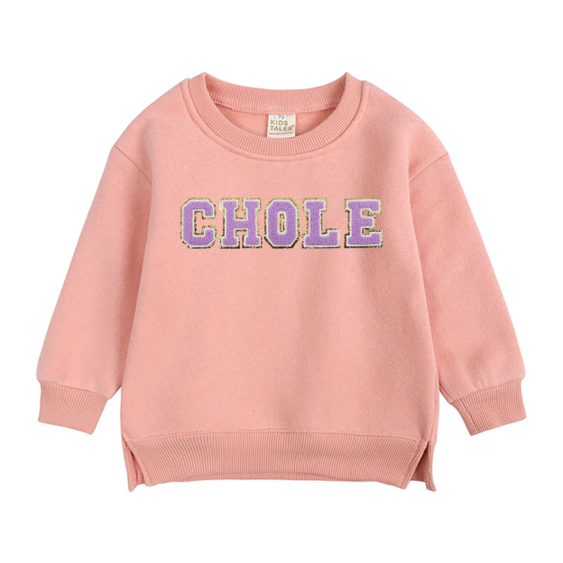 Personalized Kid Chenille Patch Name Crewneck Sweatshirt | insweatshirt57