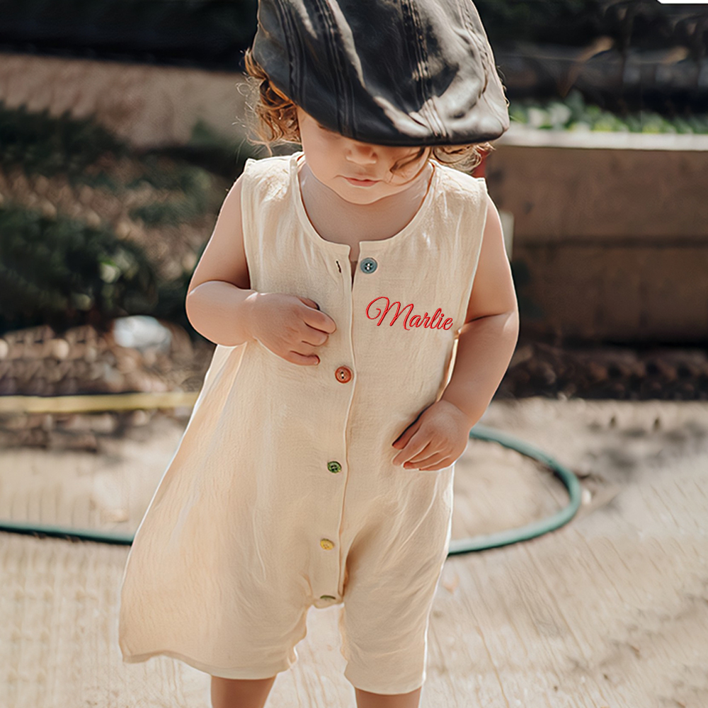 Personalized Embroidery Baby Cotton Muslin Romper | inRomper29