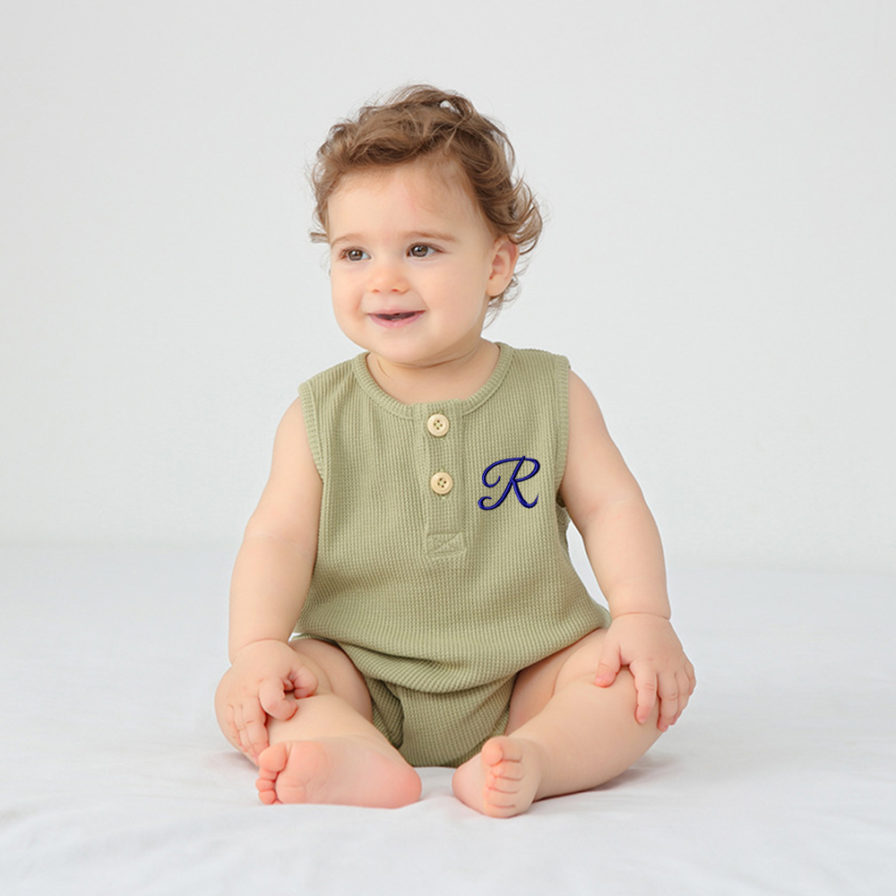 Personalized Embroidery Waffle Baby Cozy Soft Romper | inRomper31