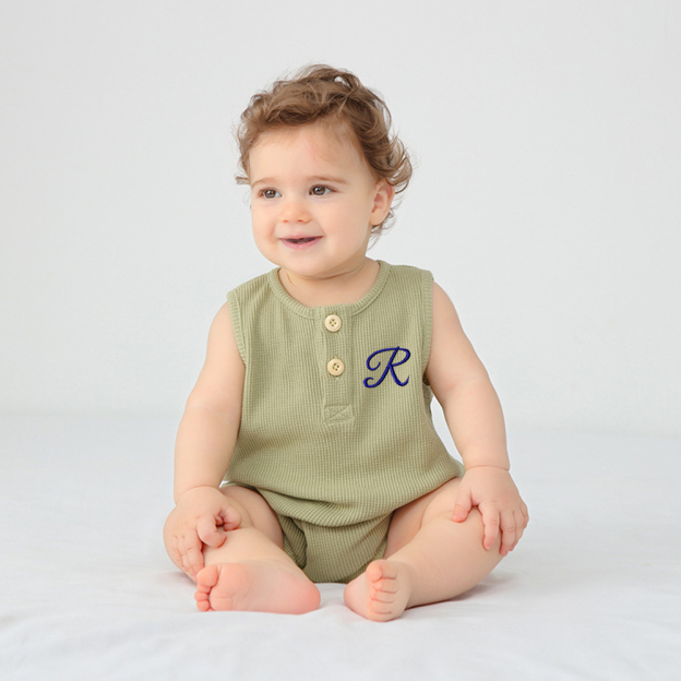 Personalized Embroidery Waffle Baby Cozy Soft Romper | inRomper31
