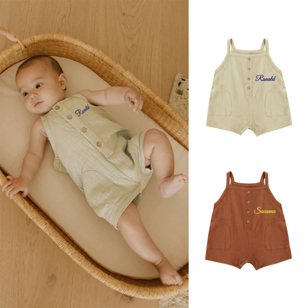 Personalized Embroidery Baby Cotton Muslin Romper | inRomper33