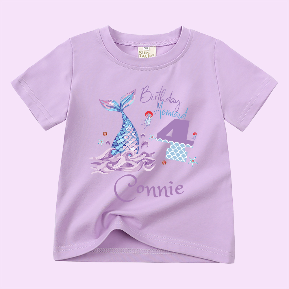 Personalized Girls Lovely Mermaid Birthday T-Shirt | inTee15