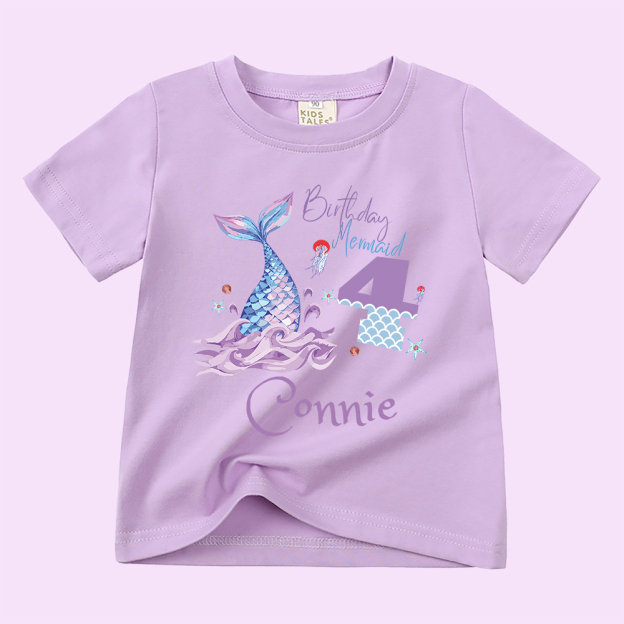 Personalized Girls Lovely Mermaid Birthday T-Shirt | inTee15