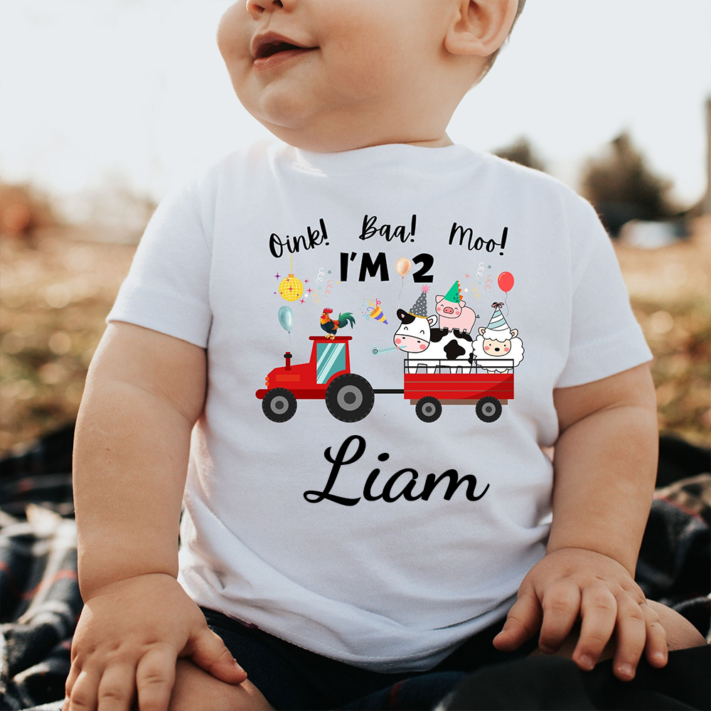 Personalized Kid Cute Farm Animal Party Birthday T-Shirt | inTee17