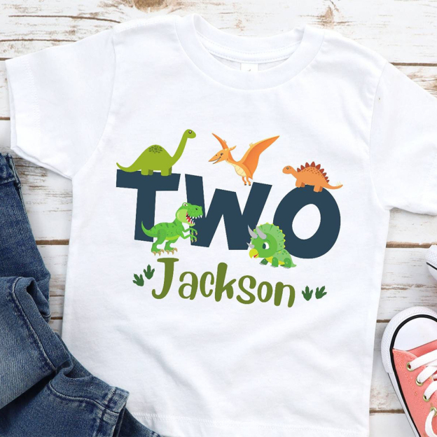 Personalized Kid Jurassic Dinosaur Party Birthday T-Shirt | inTee18