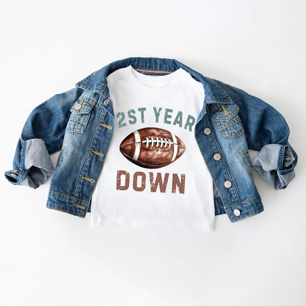 Personalized First Year Down Football Birthday T-Shirt | inBirth20