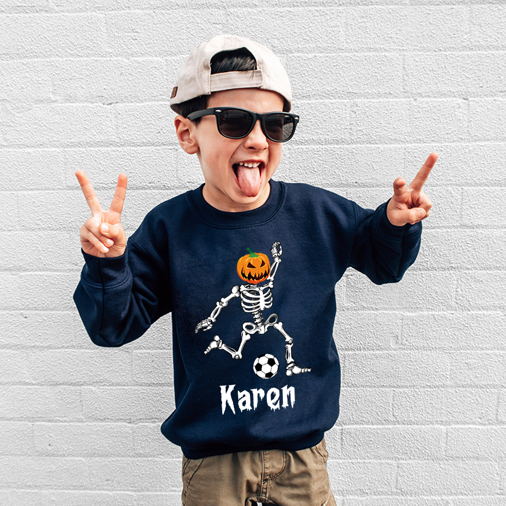 Personalized Kid Halloween Skeleton Party Sweatshirt | inSweatshirt76